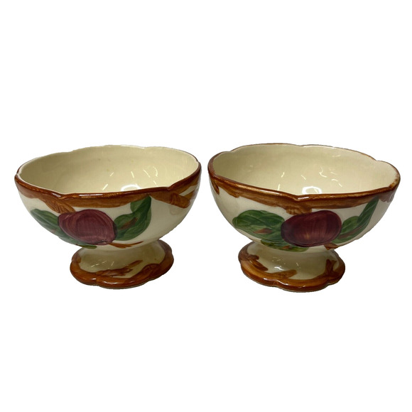 Lot of 2 Franciscan Apple Pattern Hand Painted Sherbet Dessert Cups USA Stamp - Picture 1 of 9